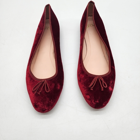 J. Crew Red Velvet Flats 11 Women